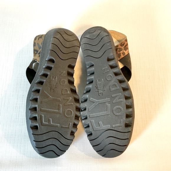 FLY LONDON Sandal Women 37 Leather Cheeta Tan/Black Strap Crossover YAJI888FLY - Picture 8 of 12